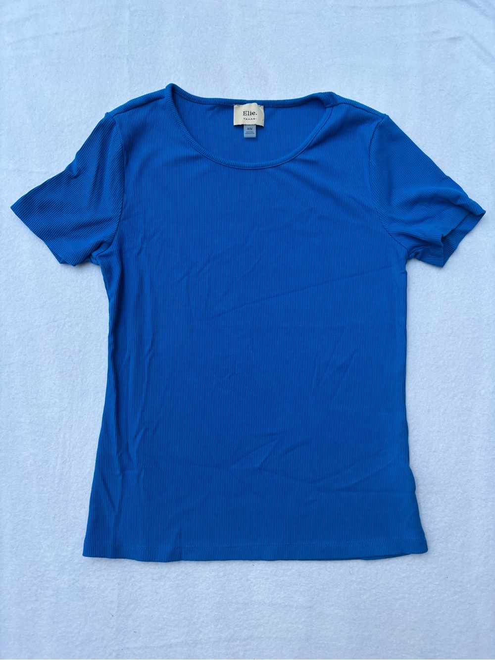 Tahari Short Sleeve Scoop Neck Top in Royal Blue